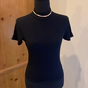 🌹Y2K Heart & Hips • Ribbed Short-Sleeve Crop Knit Top - Black